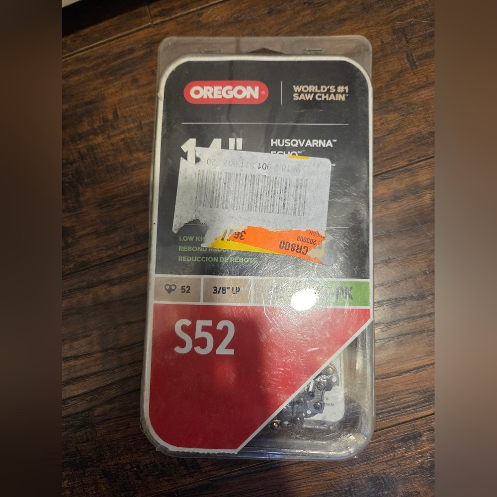 Oregon 14 In. 2 Pack S52 Chainsaw Chain 52 Link 3/8” .050” Echo Ryobi Poulan